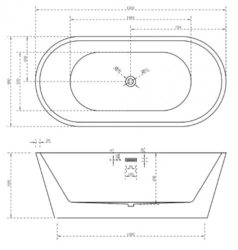 Ванна отдельностоящая Abber AB9203-1.5 150х80, акрил, глянцевое покрытие